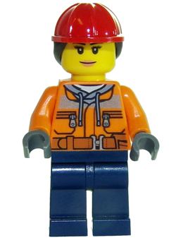 Construction Worker -  Red Construction Helmet with Long Hair